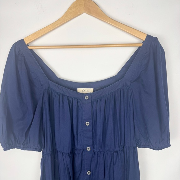 Elan Babydoll Mini Dress in Navy Blue Size Med Milkmaid Style Button Front - Picture 3 of 8